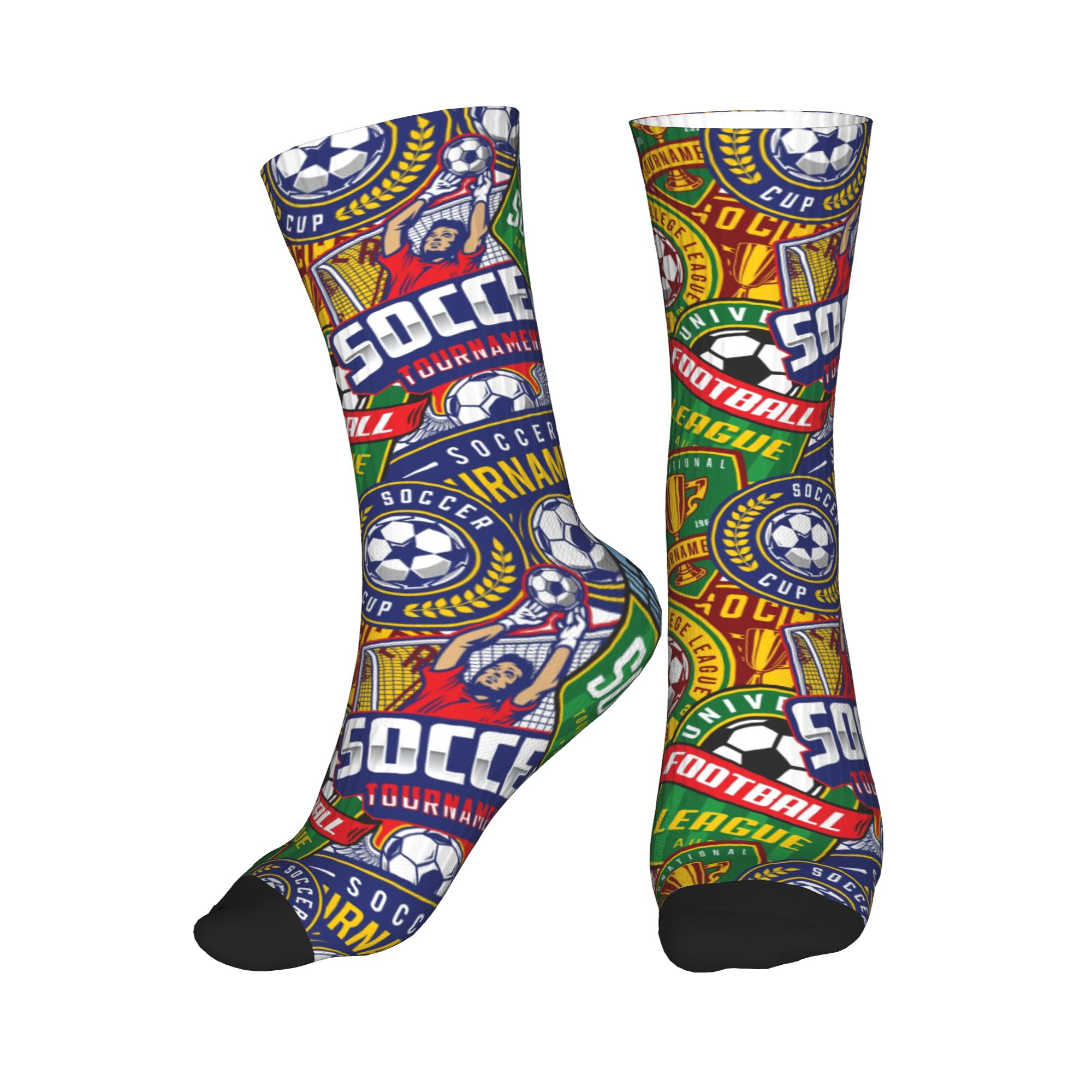 Women'S Fashion Socks - Retro Skarpetki Piłkarskie Zielono-Czerwone Sportowe Bezszwowe