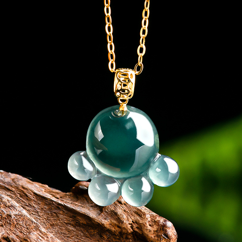 Women'S Fashion Gifts - Naturalny Prawdziwy Szmaragdowy Niebieski Jadeitowy Wisiorek