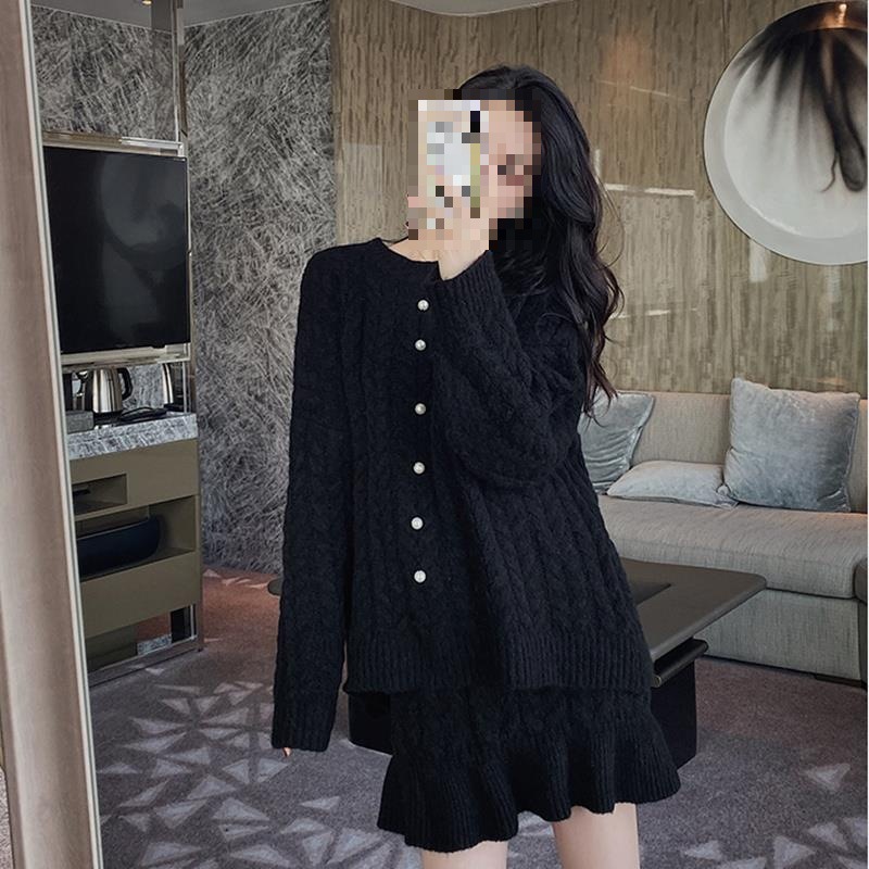 Pleated Skirt Women - Zestaw PremiumKoreanWinterStyle, gruby, teksturowany komplet z