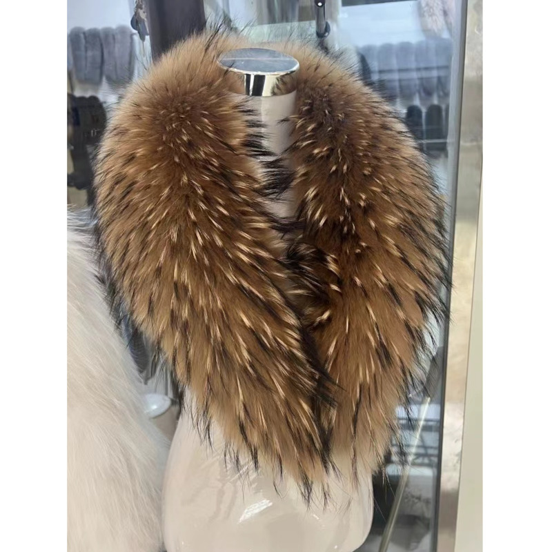 Women'S Fashion Long Coat - Kołnierz z futra szopa pracza damski