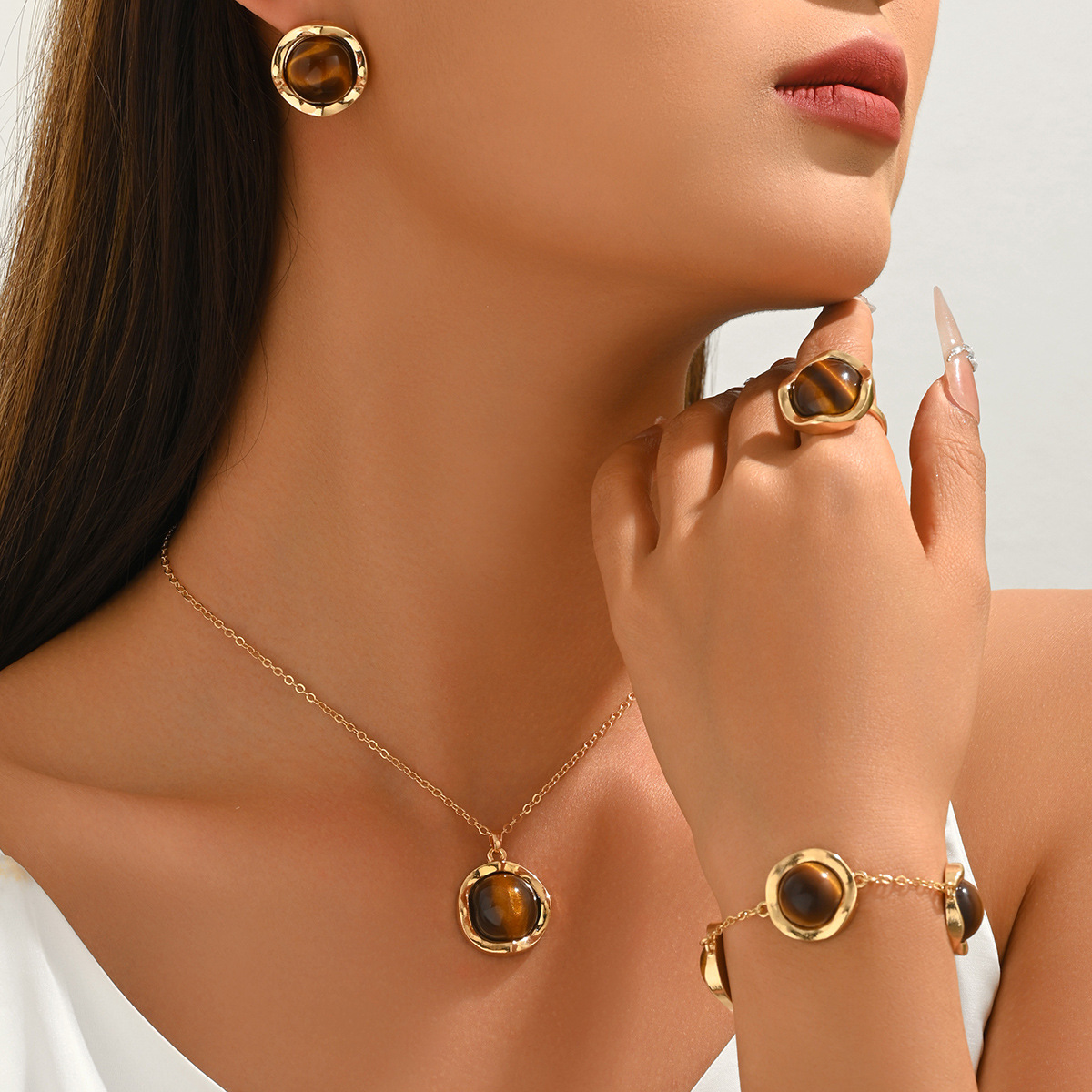 Nowy Zestaw Biżuterii: Naszyjn – Women'S Fashion Rings Gold recenzja i cena