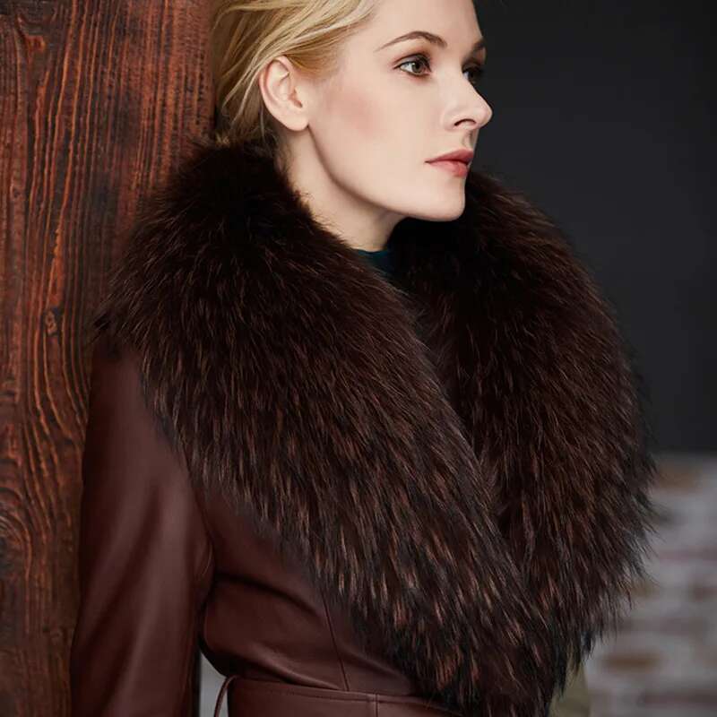 Kołnierz z futra szopa pracza  – Women'S Fashion Long Coat recenzja i cena