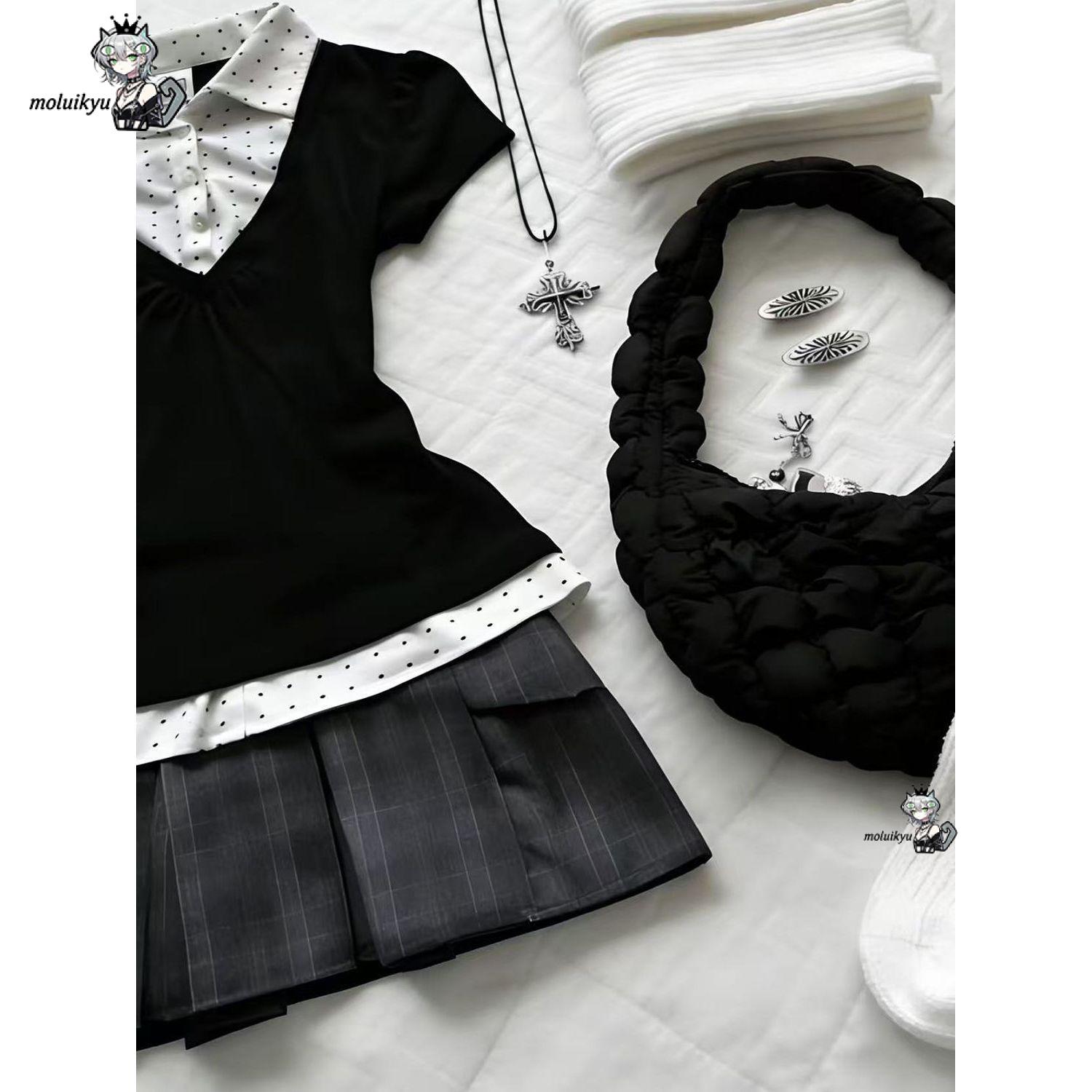 Dwuczęściowy zestaw w stylu Y2 – Pleated Skirt Women recenzja i cena